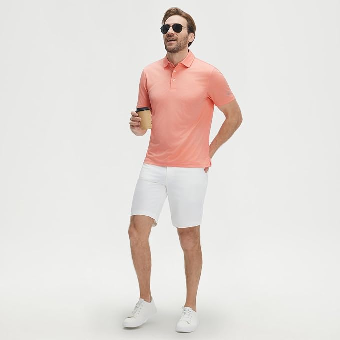 M MAELREG Men‘s Golf Shirts Short Sleeve Ultra-Light Soft Performance Quick Dry Athletic with UPF 30+ Polo Shirts for Men