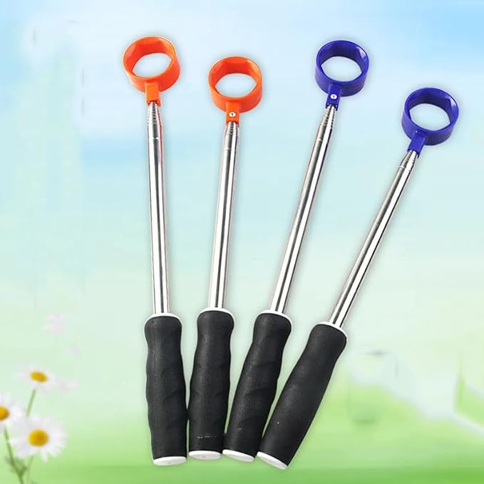 Golf Ball Retriever — Freely Extendable Stainless Steel Shaft, Hexagonal Ball-Gripper, and Secure, Non-Slip Handle