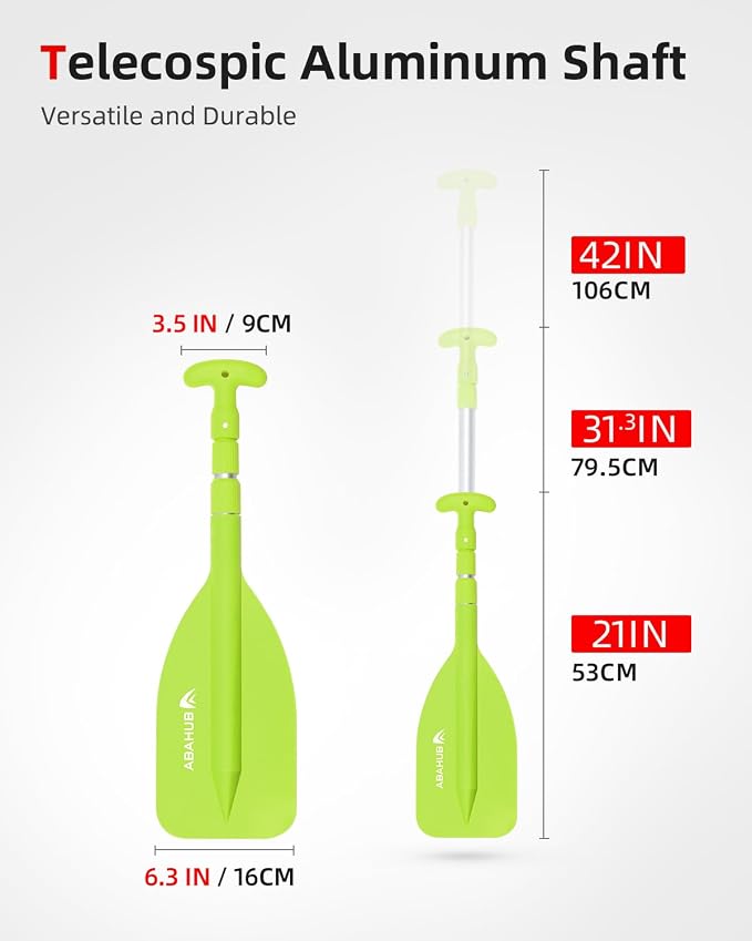 Abahub Premium 21''-42'' Emergency Telescoping Paddle Aluminium Shaft for Canoeing Boating Kayaing Blue Lightweight Oars