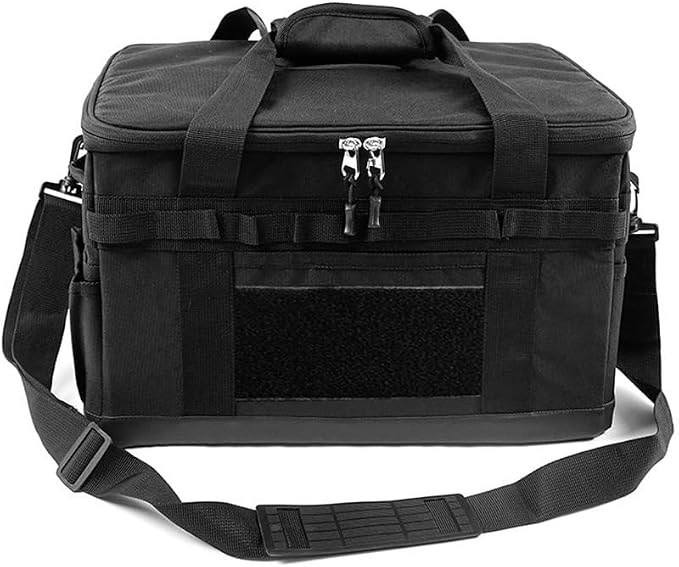 Backpack with Cookware Organizer – Durable Oxford Cloth, Adjustable Shoulder Strap for Camping, Travel, and BBQ, Foldable with Mesh Pockets(Black)