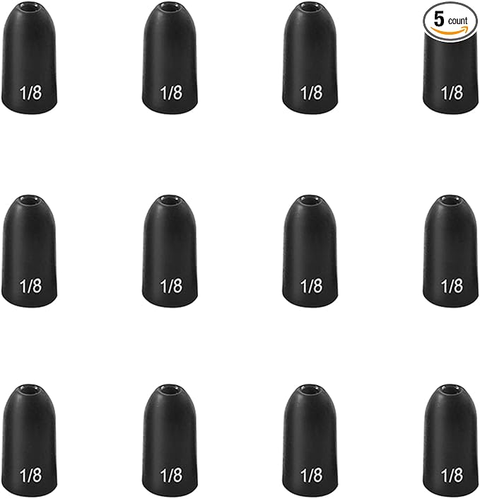 12 Pack Tungsten Bullet Fishing Weights, Insert Free Worm Sinkers, 1/8 3/16 1/4 3/8 1/2 oz