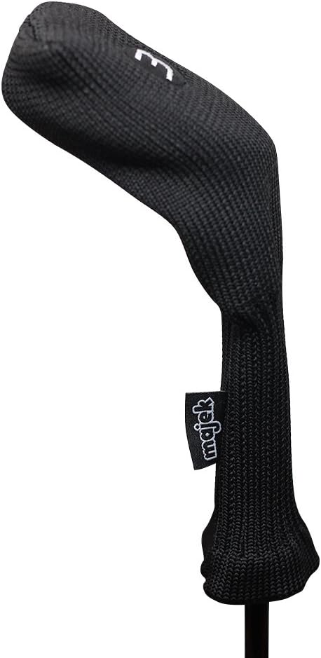 All Hybrid Head Cover Golf Club Black Sleek Tight Fit Headcover Set 3-PW Acrylic Head Covers 3 4 5 6 7 8 9 PW Easy to See Large White Embroidered Numbers