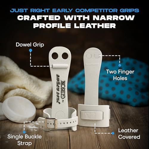 Gibson Athletic Just Right Uneven Bar Gymnastics Grips for Girls - Narrow Fit Leather Hand Grips for Gymnastics Bars - Gymnastics Equipment & Accessories, Made in USA