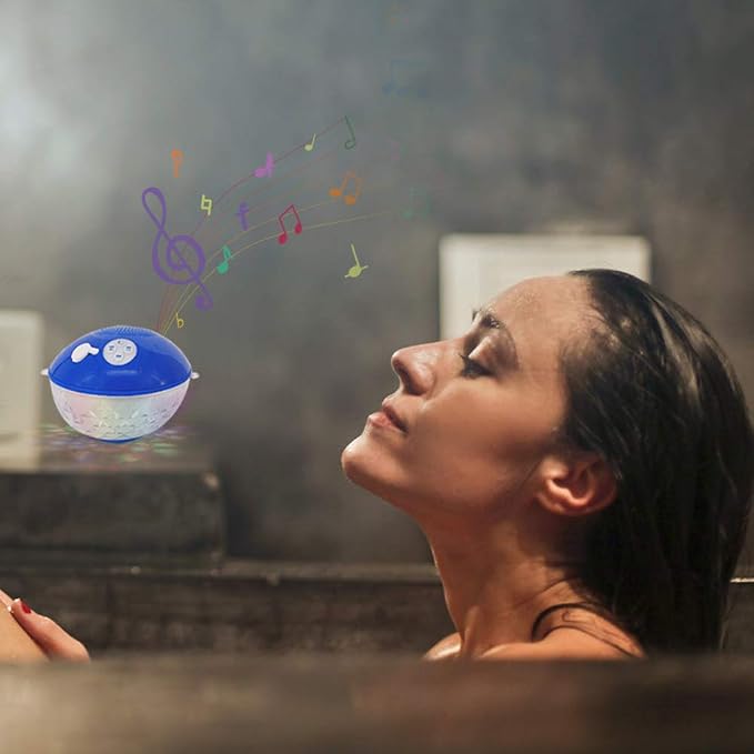 Bluetooth Pool Speaker with Colorful Light, Portable Floating Pool Speaker IP68 Waterproof,Built-in Mic, Floatable Crystal Clear Sound Wireless Bluetooth Hot Tub Speakers for Pools Spa Outdoor