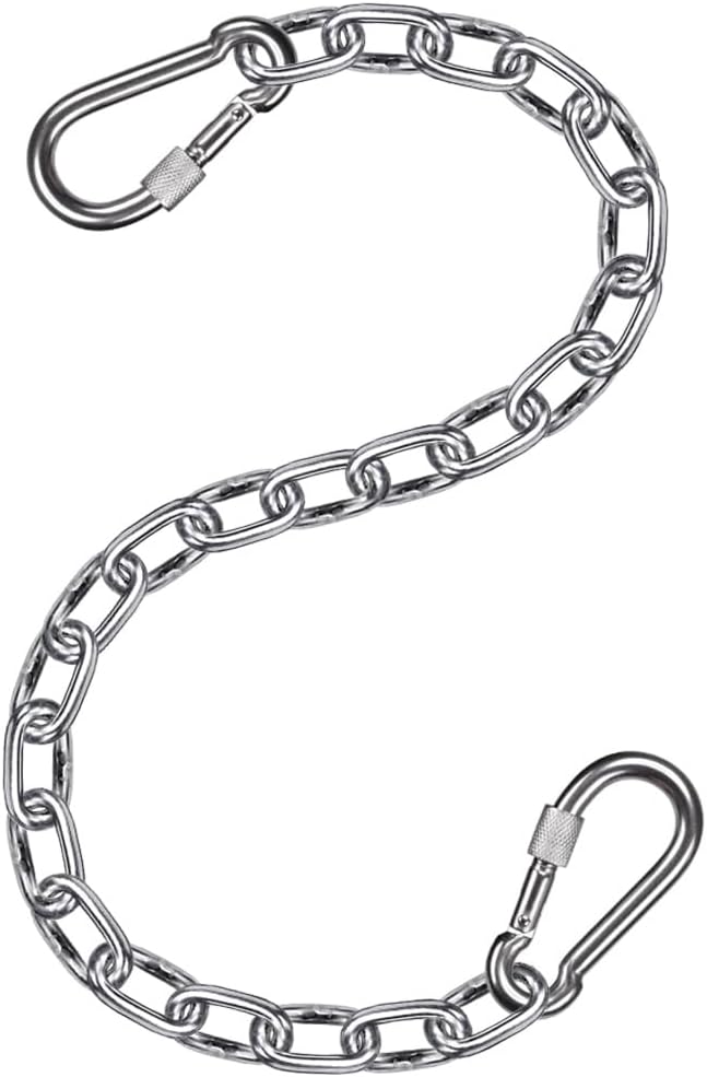 BeneLabel 1Pcs 29inch 304 Stainless Steel Hanging Chain with 4 Carabiners Hammock Chain Extender Chain for Swing, Heavy Bag, Hanging Chair, Porch Swing, Indoor & Outdoor 1000 LB Capacity