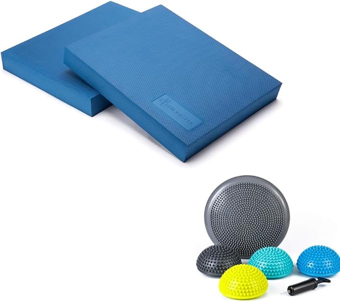 StrongTek Balance Bundle – 2 Foam Pads + Hedgehog Pods & Wobble Cushion for Physical Therapy & Core Training