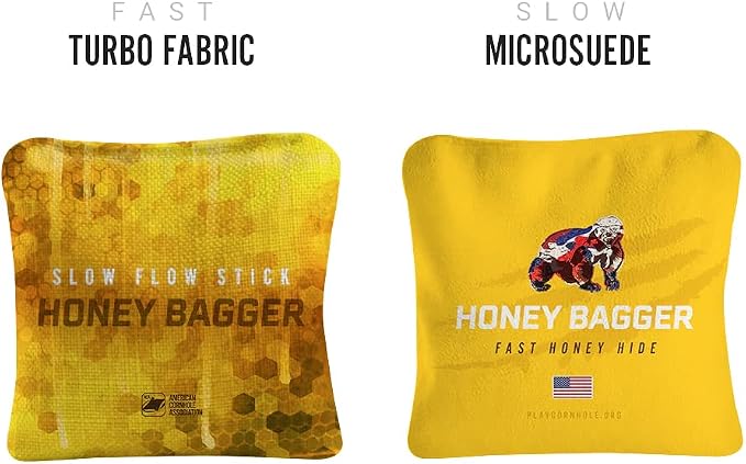ACA Synergy Pro Professional Cornhole Bags Dual Sided Regulation 6x6 Set of 4 Honey Bagger