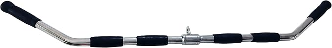 Lat Cable Machine Attachment Curl Pulldown Barbell Revolving Bar, Multi-Exerciser Cable Attachment, Solid Steel Tricep Press Down Bar with Rubber Handgrips & Revolving Hanger