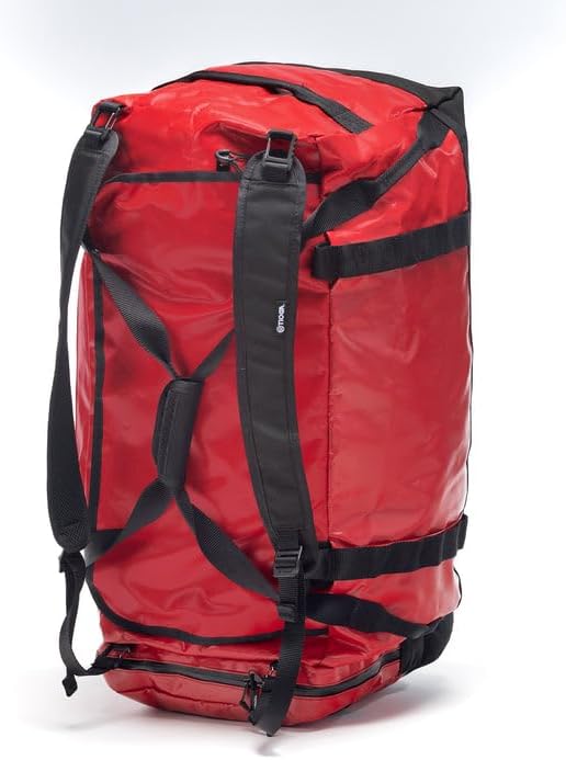 TIOGA Venture Outdoor Duffel Bag with Backpack Straps, Weather Resistant, Rugged Construction, Gear Hauling for Outdoor Adventures, Extra Large / 90L, Red