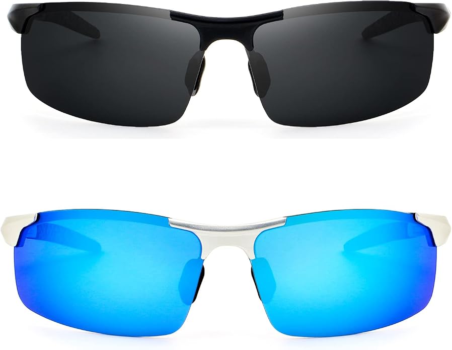 RONSOU Men Sport Al-Mg Polarized Sunglasses Unbreakable for Driving Cycling Fishing Golf