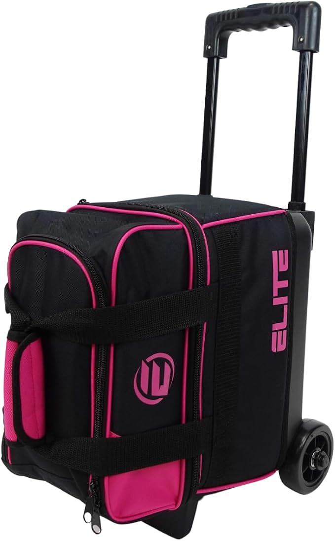 ELITE Basic Single Roller Bowling Ball Bag | Multiple Colors | Fits Up to Size 10.5 Shoes | Compact Design | Bowling Bags With Wheels
