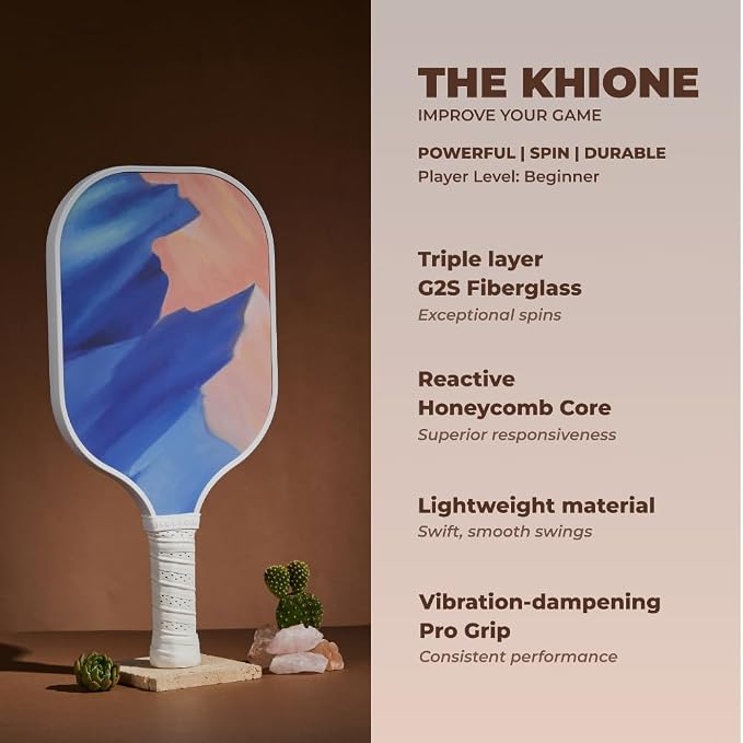 HELIOS Khione Pickleball Paddle - Dusk | 8oz G2S Fiberglass Surface with 13mm Reactive Honeycomb Core | Lightweight Design for Beginners | AreaMax for Expanded Sweet Spot | USAP Approved