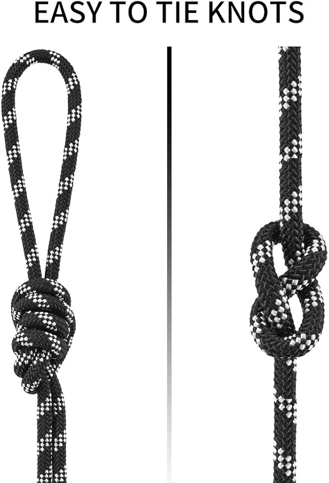 NewDoar Static Climbing Rope - 8mm (5/16c) / 10mm (3/8”) Double Braid Accessory Cord for Rock,Hauling, Prusik, Survival - Pre-Cut 20FT, 50FT, 100FT, 165FT Lengths - Outdoor, Fire Rescue Equipment
