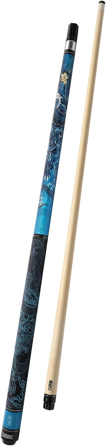 CUESOUL 19oz Pool Cue with Black case,13mm Tip,58inches Mythological Symbols Pattern 4 Styles