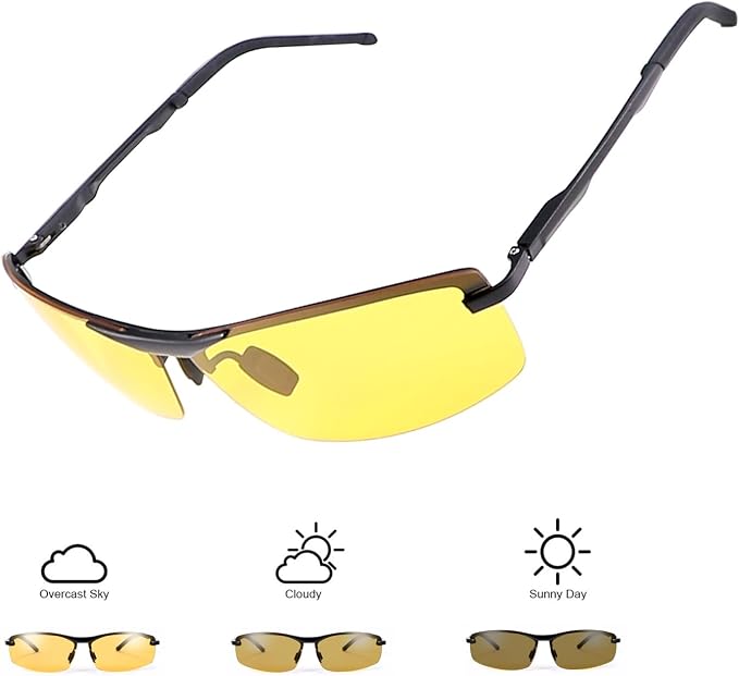 Polarized Photochromic Sunglasses for Men - UV Protection and Lightweight Sun Glasses for Driving Fishing