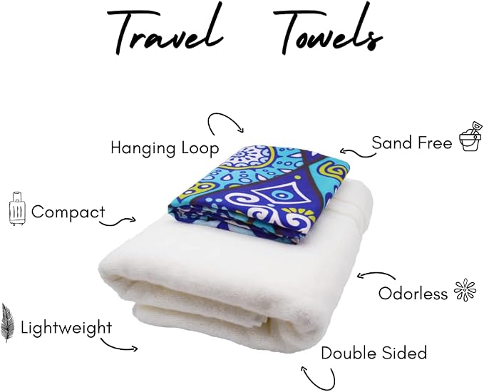 ECCOSOPHY Microfiber Beach Towel - Sand Free Towels are Quick Dry, Light Weight, Super Absorbent - Perfect Pool, Travel, Cruise, Camping Essentials - Oversized Extra Large for Adults 71x35 in