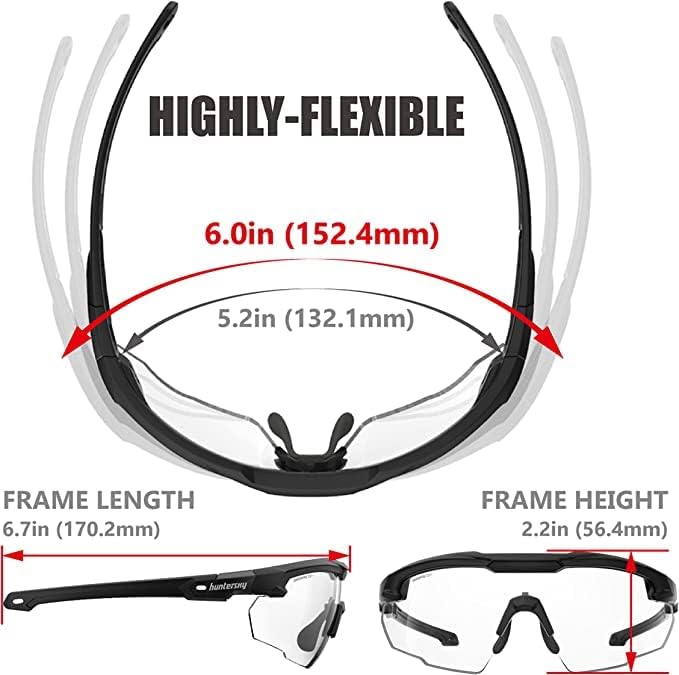 HTS HUNTERSKY Ballistic Tactical Shooting Glasses ANSI Z87+ UV400 Protective Eyewear