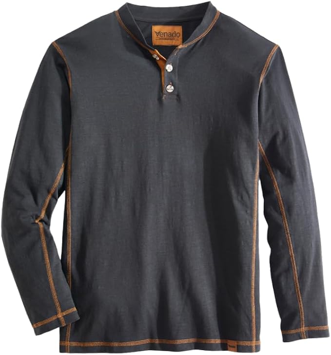Venado Henley Long Sleeve Shirts for Men - Mens Henley with Flex Material