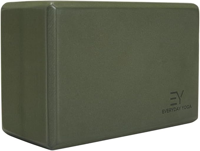 𝗘𝘃𝗲𝗿𝘆𝗱𝗮𝘆 𝗬𝗼𝗴𝗮 Deluxe Mat and Yoga Foam Block Set - Non Slip, Eco Friendly, Anti-Tear, 5mm Thickness for Yoga - Dark Olive