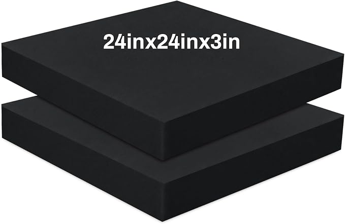 Frienda 2 Pack 3" X 24" X 24" Upholstery High Density Foam Cushion Replacement Square Cut to Size Foam Couch for Chair Couches Padding Shipping Packing DIY Cosplay Projects
