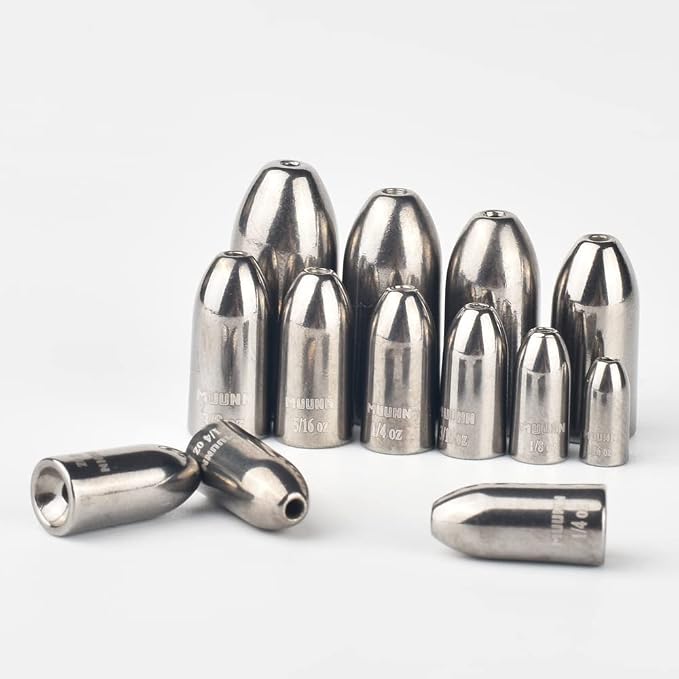 10pcs Tungsten Worm Weights, More Sensitive Tungsten Fishing Weights Sinker for Bass Fishing, 1/16oz to 1 oz