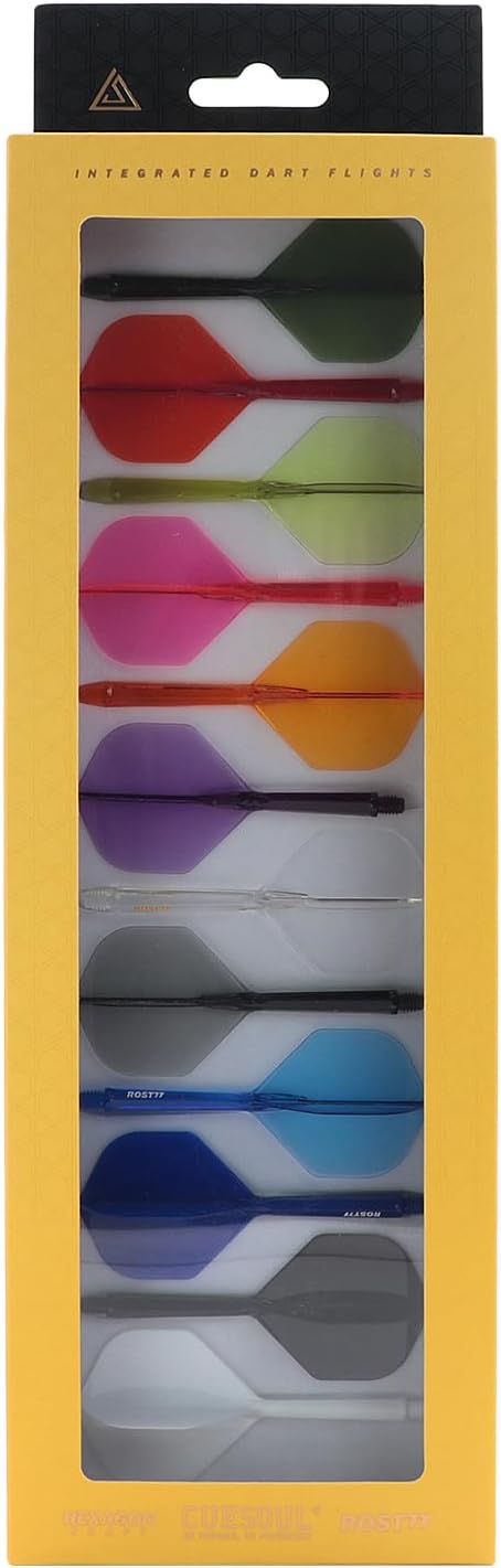 CUESOUL ROST 77 Integrated Dart Shaft and Flight Big Wing/Standard Shape Colour Collection Pack of 12 pcs