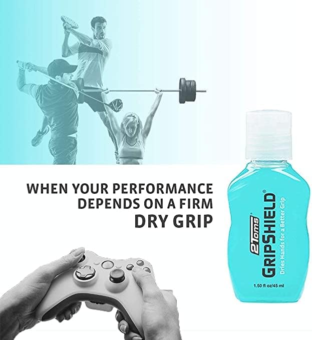 2Toms GripShield, Non-Sticky Grip Enhancer, Dry Grip Solution for Sweaty Hands, Tennis, Pickleball, Golf, Pole Dancing, and Gaming