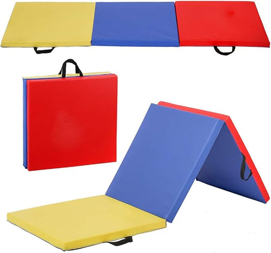 Gymnastics Tumbling Mats Portable Gymnastics Mat Folding Tumbling Mat Thick Yoga Mat Exercise Mat with Carrying Handles for home Workout outdoor Yoga Gymnastic