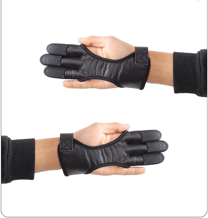 2pcs Archery Gloves Shooting Hunting Leather Three Finger Tab Protector Three Finger Guard for Recurve Bow Compo ﻿