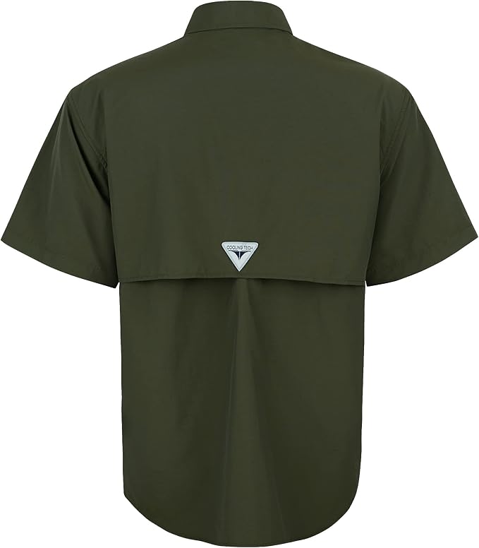 Alimens & Gentle Short Sleeve Fishing Shirt Wicking Fabric Sun Protection Casual Button Down Shirts