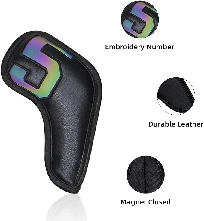 Scott Edward Golf Club Head Covers for Iron, 10 Pcs Leather Waterproof Material, Gradient Numbers Perfect for Mizuno Callaway, Ping, Taylormade, Cobra, Etc.