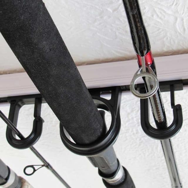 Rush Creek Creations 6 Rod Fishing Holder - Vertical/Horizontal Rack for Garage Organization and Wall Storage