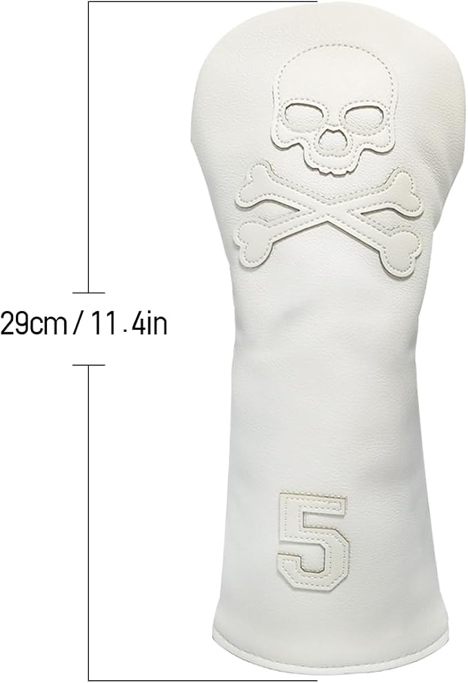 Scott Edward Skull Golf Woods Headcovers Covers for Driver Fairway 1 3 5 H Clubs Set Heads PU Leather Unisex Black Brown