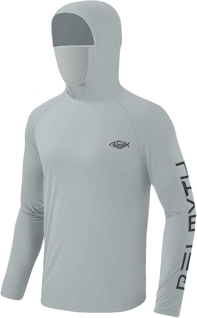 Palmyth Men's Fishing Hoodie Shirt UPF 50+ Quick-Dry Breathable Long Sleeve | Long Sleeve Fishing Shirt, UPF 50+ Sun Protection, Quick-Dry Fabric, Breathable Mesh Back, Built-in Face Mask, 4-way Stretch