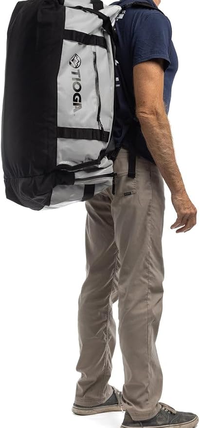 TIOGA Venture Outdoor Duffel Bag with Backpack Straps, Weather Resistant, Rugged Construction, Gear Hauling for Outdoor Adventures, Large / 70L, Grey