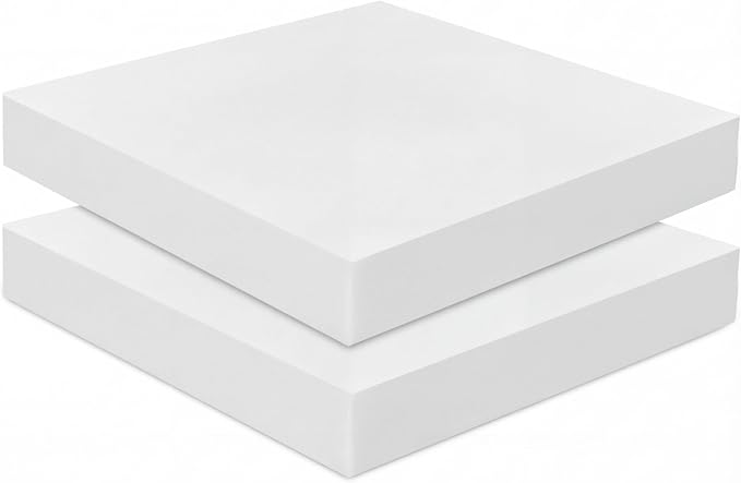 Frienda 2 Pack 3" x 20" x 20" Upholstery High Density Foam Cushion Replacement Square Cut to Size Foam Couch for Chair Couches Padding Shipping Packing DIY Cosplay Projects(White)