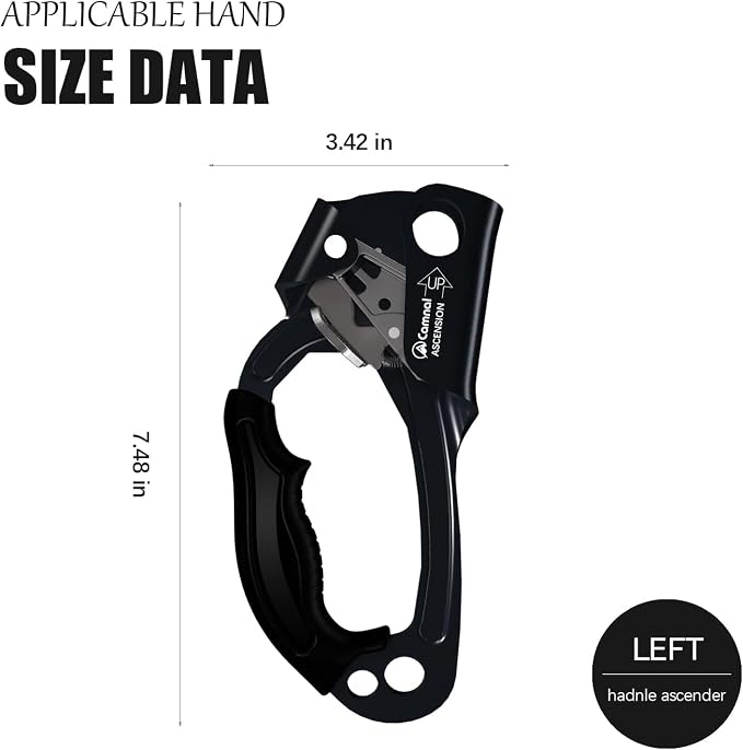 UIAA & CE Certified Hand Ascender for 8–13mm Rope, Rope Clamp for Rock Climbing, Tree Climbing, Arborist, Rappelling Gear – Left/Right Hand