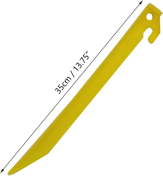 18x Heavy Duty Extra Long 13-3/4" Plastic Tent Awning Pegs, Tent Stakes, Sand Stakes with 1x Hammer for Beach Camping Caravan