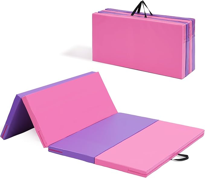 ZENOVA Gymnastics Mat 6'x3'x2''/4'x8'x2'' Exercise Mat Gym Mat for Home Aerobics Workout Foldable Tumbling Mat Children Gifts