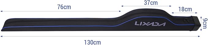 Lixada Fishing Rod Bag Hard Shell Bottom 51.2''/130cm Fishing Rod Travel Case Waterproof Fishing Tackle Storage Bag Fishing Pole Protective Pouch