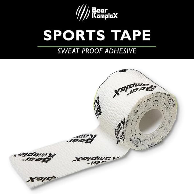 Bear Komplex Athletic Sports Tape, 4 or 12 Pack of Premium Adhesive Wrap, 5 cm Tape, Sweatproof, Breathable, and Non-Slip for Lifting, and Hook Grip, Hypoallergenic and Latex Free