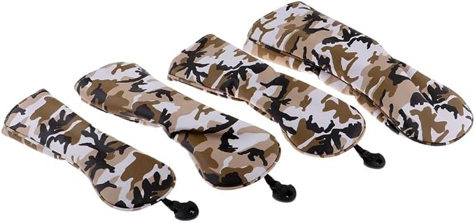 Baosity 4Pcs/Set Premium PU Camouflage Golf Head Covers No. 1 3 5 UT Wood Driver Club Protector Replacement & Interchangeable Number Tag