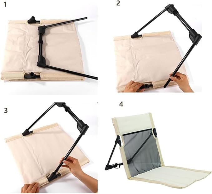 2 Pack Foldable Camping Chairs with Mesh Backrest,Ultra-Light Portable Beach Chairs with Carry Bag for Sunbathing Swimming Poolside Picnic Lawn Road Trips (Khaki)