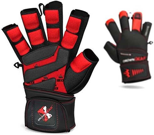 Weightlifting Gloves for Gym Fitness Crossfit Bodybuilding - Workout Gloves for Men & Women - Dominator Leather Crossfit Cross Training Gloves Wrist Strap Wrap - Best Weight Lifting Gloves with Wrist Support for Heavy Lifting - 1 Year Replacement Warranty