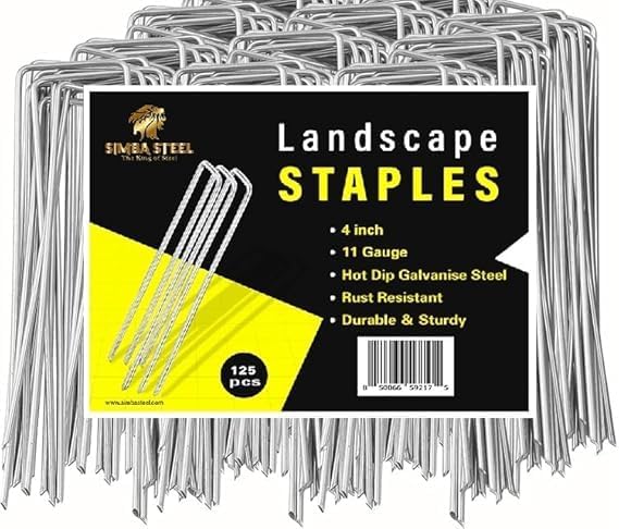 75 Pack x 10 Inch Landscape Staples Galvanised, Fabric Pins, 11 Gauge, Garden Staples, Tent Stakes, Fabric Pins for Lawn, Fence, Tent, Decoration, Weed Barrier, Outdoor. (75 x 10in)