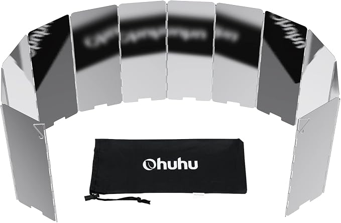 Ohuhu Wood Burning Camp Stoves + 12 Plates Camp Stove Windscreen for Camping Picnic, Backpacking, Cooking