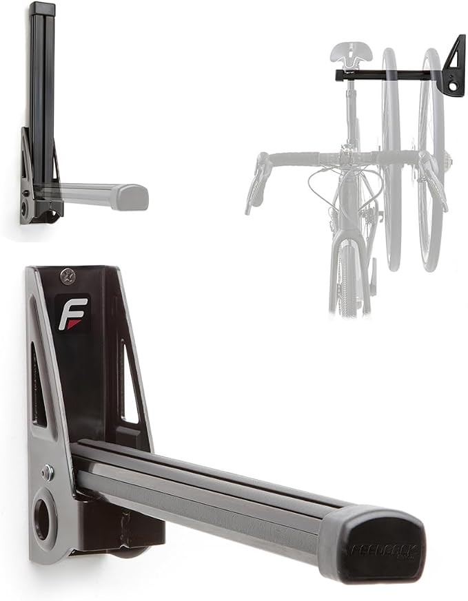 Feedback Sports | Velo Wall Post Bike Storage Mount | Bicycle Wheel Storage | Foldable and Space Saving | Road, Gravel, Mountain Bike Compatible | Versatile Garage Organization