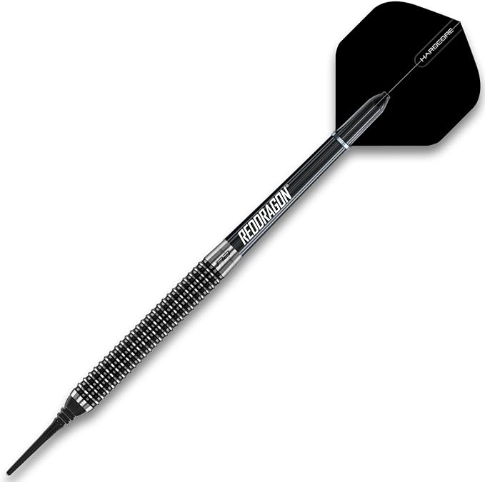 RED DRAGON - Soft Tip Darts Set for Electronic Dartboards - Pegasus for Beginner to Intermediate Adult Players - 18g - 80% Tungsten Barrels, 3 Darts, Extra Flights, shafts, and Wallet - Black