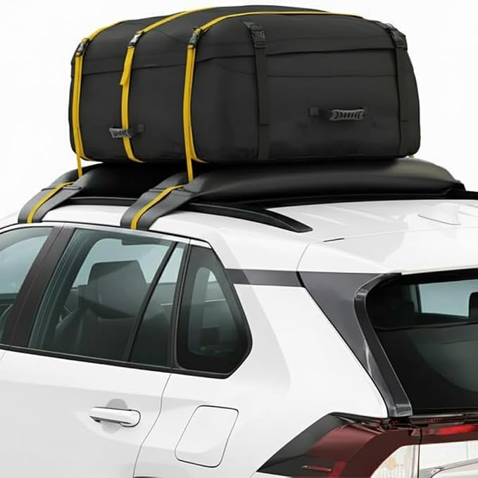 Universal Car Inflatable Roof Soft Rack Pads Luggage Carrier for Kayaks, Canoes, Surfboards and SUPs; Fits Cars and SUVs (Black)