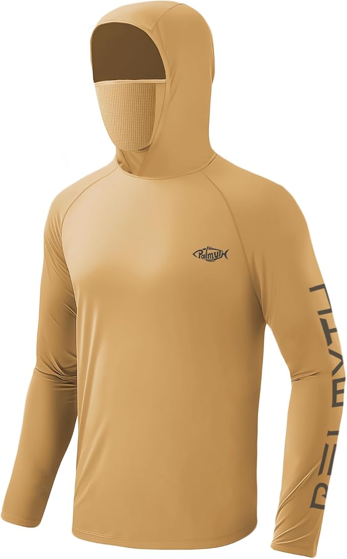 Palmyth Men's Fishing Hoodie Shirt UPF 50+ Quick-Dry Breathable Long Sleeve | Long Sleeve Fishing Shirt, UPF 50+ Sun Protection, Quick-Dry Fabric, Breathable Mesh Back, Built-in Face Mask, 4-way Stretch